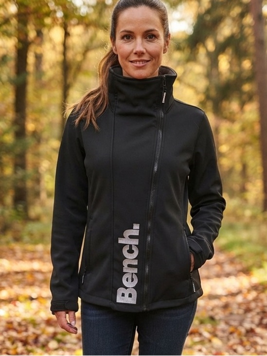 Bench Jackets & Blazers - Bench Black Asymmetrical Zip Jacket with High Collar large y2k